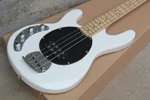 Left Handed White Music Man Ernie Ball Sting Ray 4 String Electric Bass Guitar with active pickups 9V battery