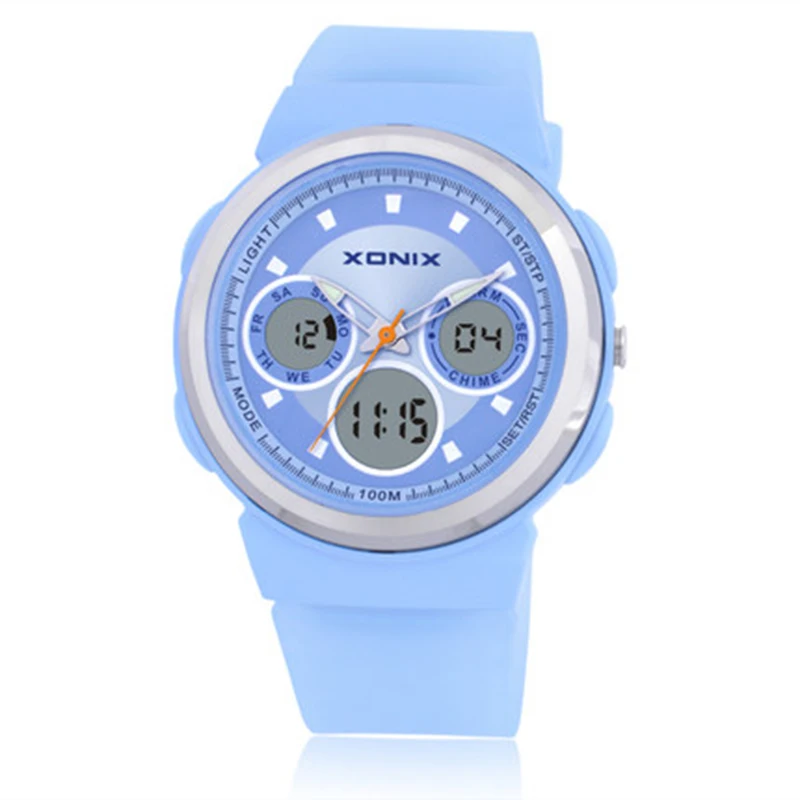 XONIX marca de lujo Analógico Digital relojes de la mujer 2017 mujeres simples relojes de pulsera reloj deportivo 100 M impermeable Señora Gif