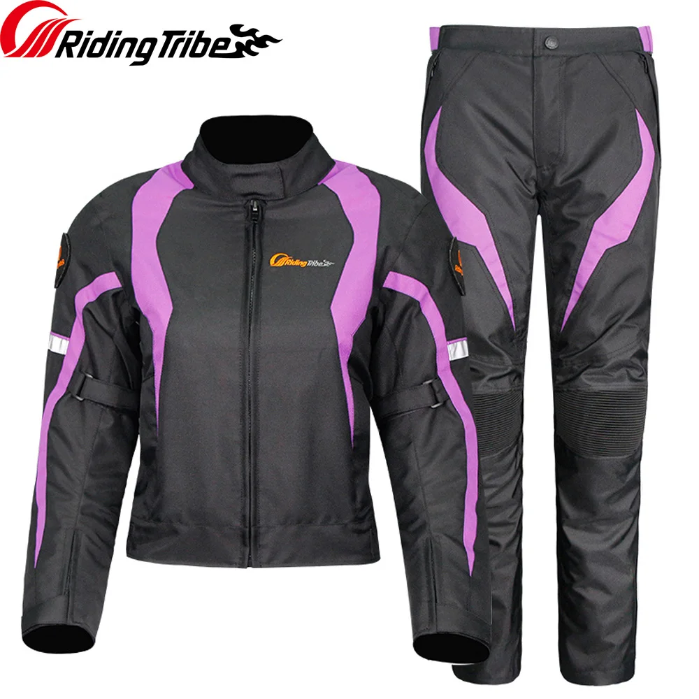 

Women Motorcycle Riding Jacket Pants Waterproof Reflective Set Motorbike Racing Suit Full Race Season Protective Clothing JK-64