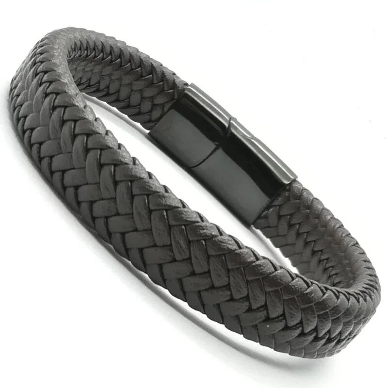

2017 Fashion Brand Men Bracelet Stainless Steel Leather Wristband Vintage Bangles Rock Men Personalized Jewelry Pulseras