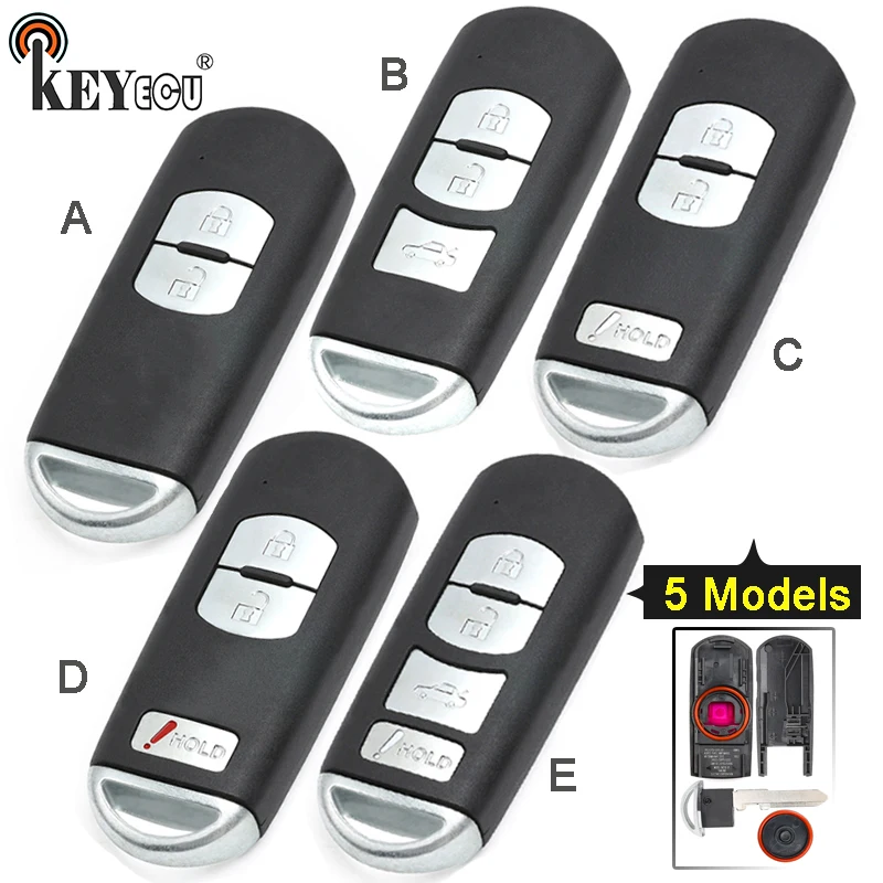 

KEYECU 10x for Mazda 3 6 CX-3 CX-5 Replacement 2/ 3/ 2+1/ 4 Button Smart Remote Car Key Shell Case Fob Red Hold with Uncut Blade