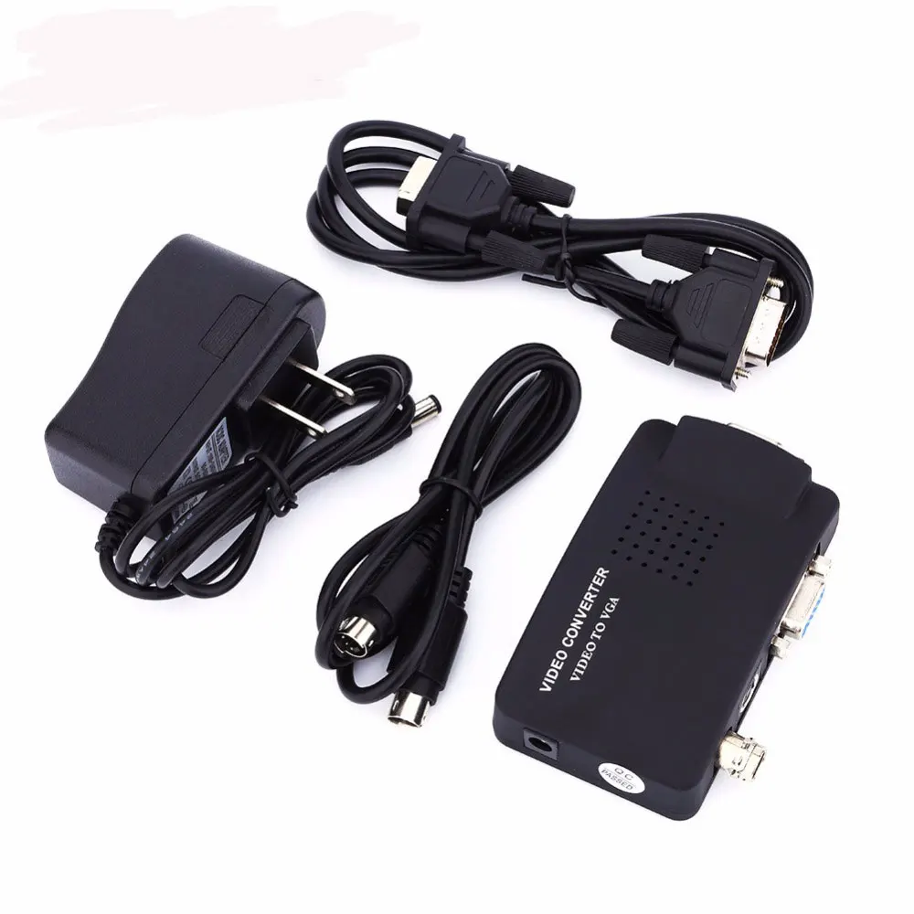 

Portable BNC to VGA Video Converter Composite S-video Input to PC VGA Out Adapter Digital Switch Box For PC MACTV Camera DVD DVR