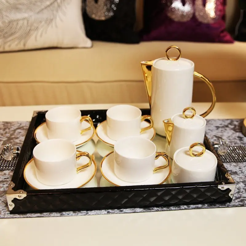 Неоклассическая Европейская вилла мягкие украшения дома костяной фарфор керамические кофейные чашки чайные сервизы