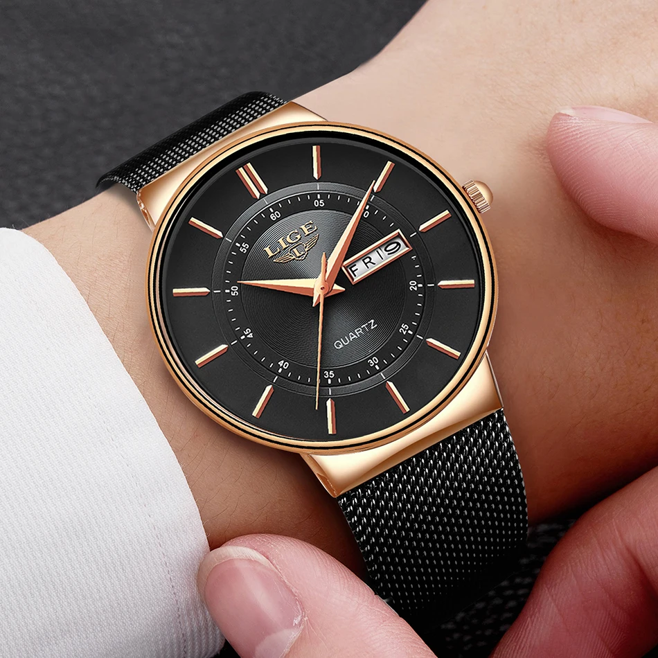 LIGE мужские часы подарок лучший бренд класса люкс водонепроницаемые наручные часы ультра тонкий Дата кварцевые часы для мужчин спортивные часы Erkek Kol Saati