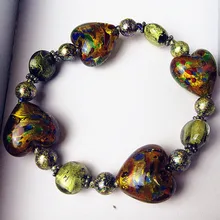 На заказ ручная работа изделия из стекла классический европейский золотой фольги в форме сердца бусины Свадебная вечеринка стеклянный браслет ювелирные аксессуары