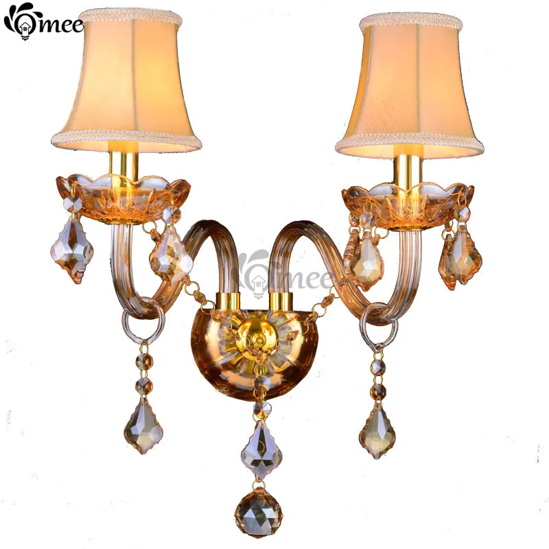 

Modern Champagne Crystal Wall Lamp Sconce Living Fashion Luxury cristal Wall Sconce Lamp Amber Fixtures Bedroom Aisle Lights