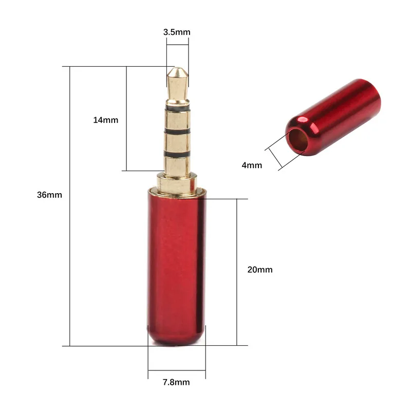 10 шт мини-джек 3,5 мм 4 полюса штекер Алюминий оболочки стерео 4 Pin 3,5 мм разъем провод перелетов! заглушка для разъема для наушников и разъем комплект