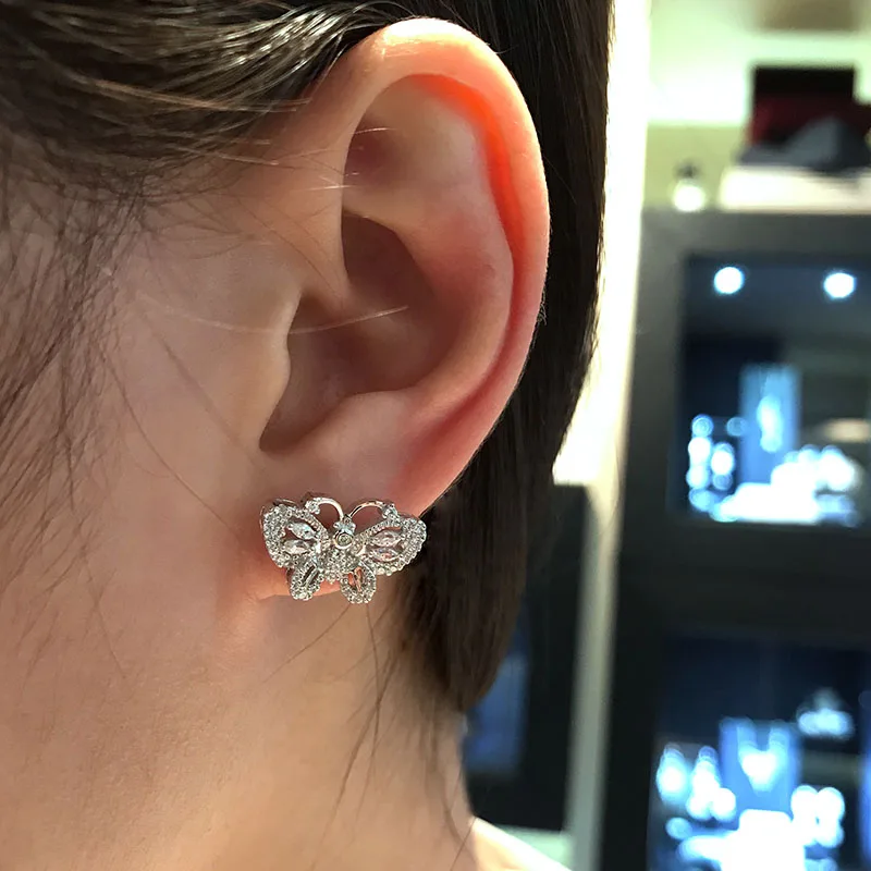 SLJELY Роскошные серьги из стерлингового серебра 925 пробы с асимметричными тремя