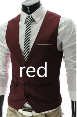 M-5XL мужские жилеты костюм мужчина без рукавов жилет для жилет свадебные платья Классический Colete Masculino социальных - Цвет: Красный