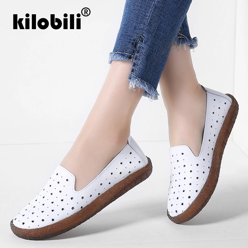 Kilobili/2019 г. летние женские туфли на плоской подошве балетки лоферы без застежки с