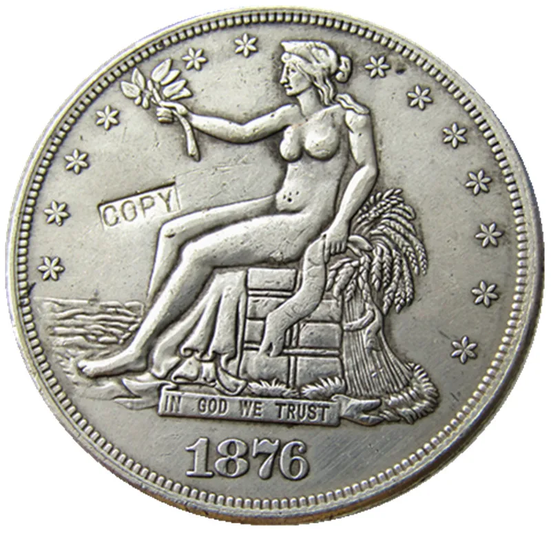 

HB(47) US 1876 Hobo Trade Dollar Hand Carved Creative Design Copy Coins