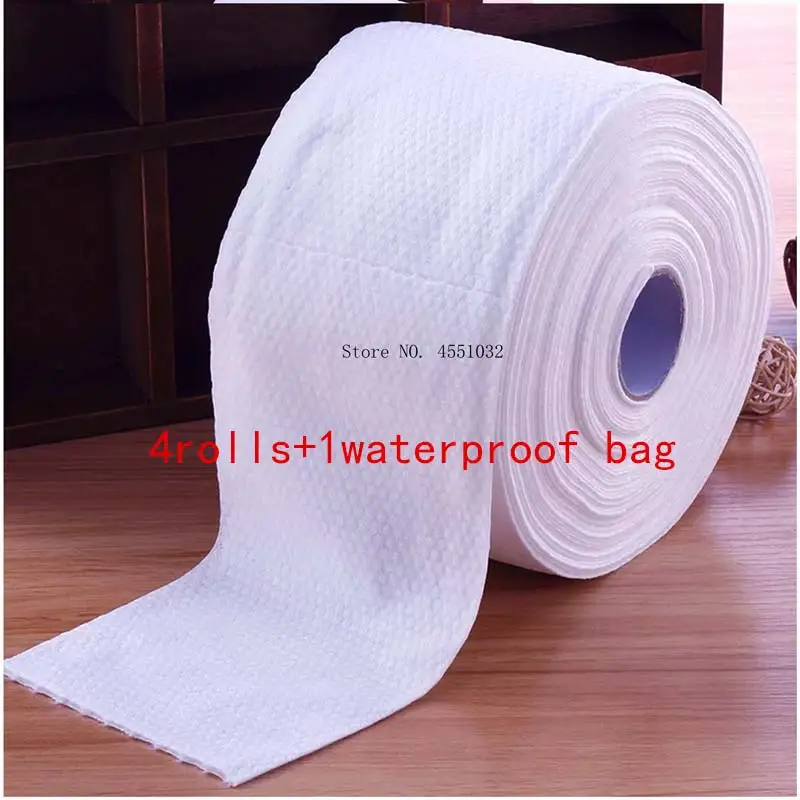 

4 Rolls Disposable Cotton Face Towel Non-woven Fabric Soft Face Nail Lip Makeup Remover Thick Break Point Pearl Design TT02
