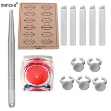 Макияж набор татуировки бровей губ постоянный макияж с иглы татуировки чернила чашка для пигмента практики кожи микроблейдинг тату наборы питания