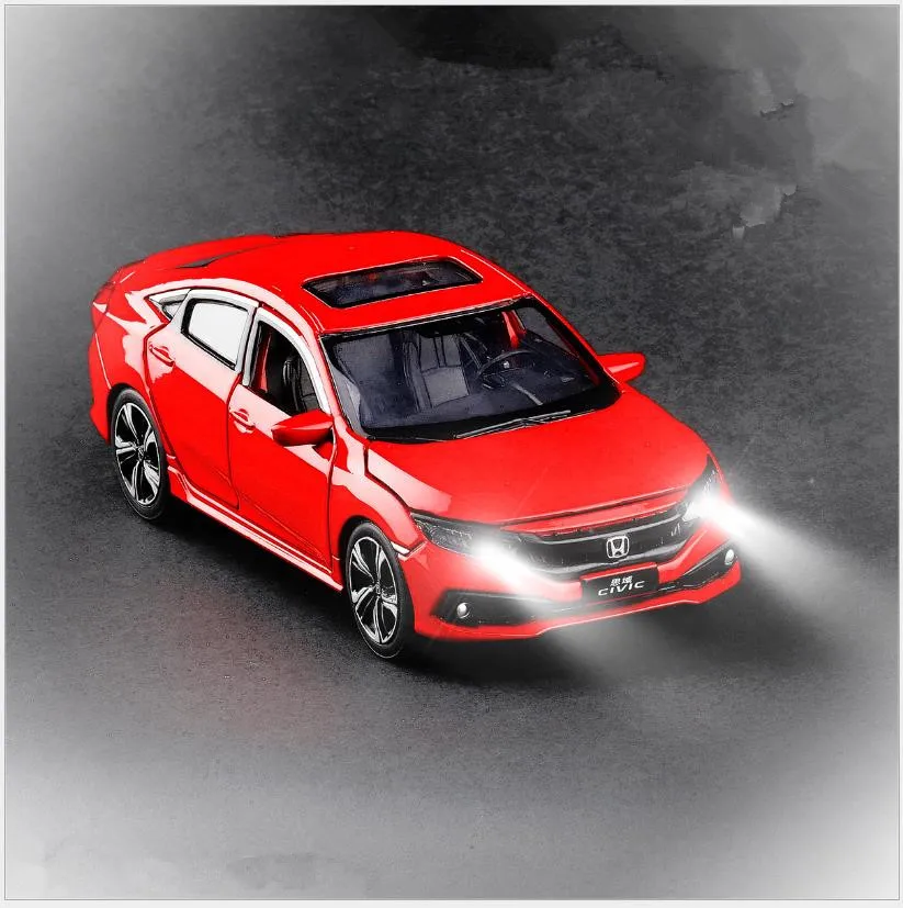 Koop 132 hoge simulatie Civic auto model, 6 open deur simulatie geluid en licht speelgoed, nieuwe producten hot