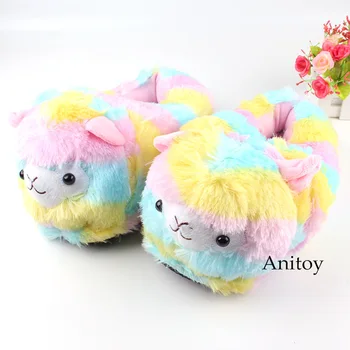 

Grass Mud Horse Alpaca Sheep Stuffed Animals Plush Shoes Home House Winter Stuffed Slippers for Children Women Men 28cm