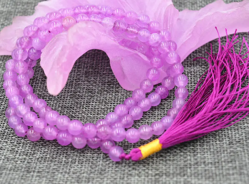 

HOT new 6mm stone Buddhist Rose Jade 108 Prayer Beads Mala Bracelet Necklace AAA