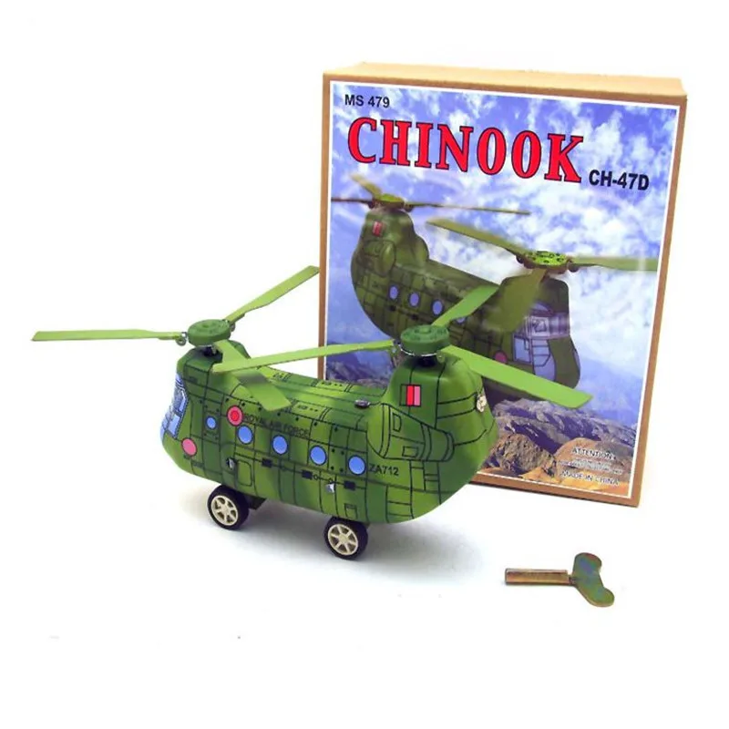 Classic Vintage Clockwork Helicopter Wind Up Children Kids Tin Toys Reminiscence With Key Fun