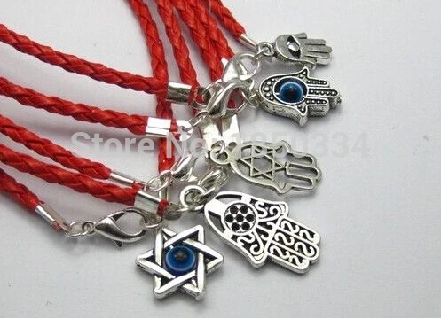 

Hot Mixed batch Kabbalah Braided leather cord Hamsa Fatima Hand Evil Eye Charm Lucky Bracelet&Bangles Jewelry Wholesale A3