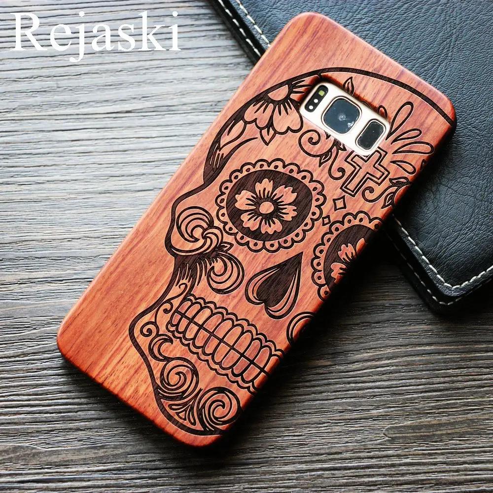 Rejaski бамбуковые деревянные чехлы для телефонов Samsung Galaxy S9 Plus God Totem Wolf Ретро