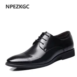 Npezkgc Лидер продаж Новые Оксфордские туфли для мужчин Модная Кожаная мужская обувь весна-осень, мужские повседневные туфли на плоской