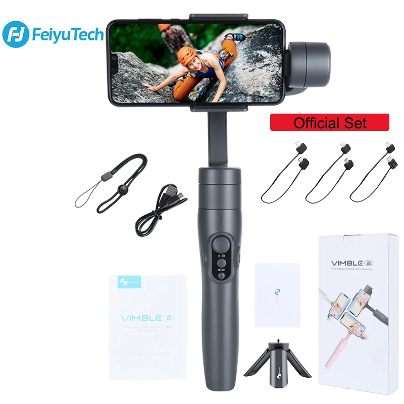 FeiyuTech Vimble 2/vlog Карманный карданный 3-осевой Ручной Стабилизатор для смартфона шест Штатив для телефона Gopro Камера - Цвет: Official Set