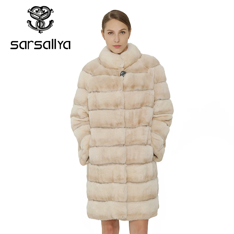 SARSALLYA Natural Rex Rabbit Fur Women Coat Fashion Winter Jacket Real Fur Coat Vest Women Clothing Female Outcoat