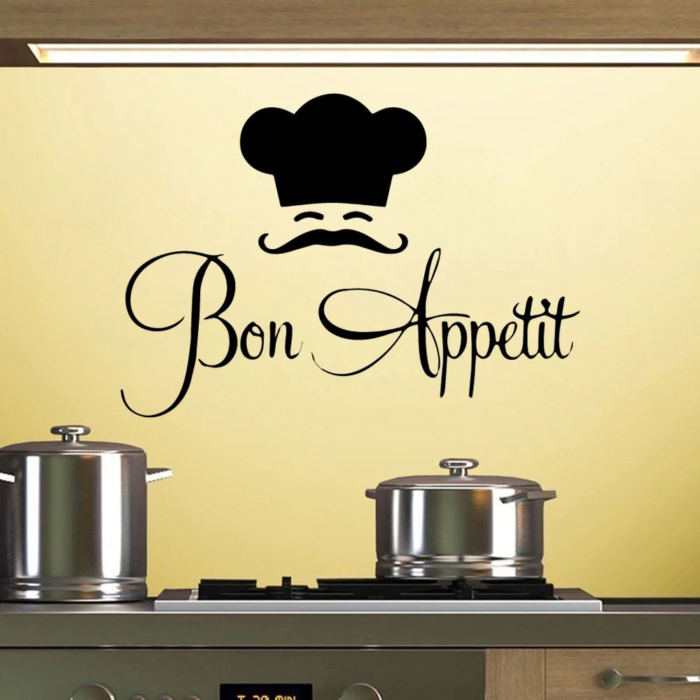 Bon Appetit Quotes Wall Stickers Kitchen Decoration Diy Vinyl Home ...