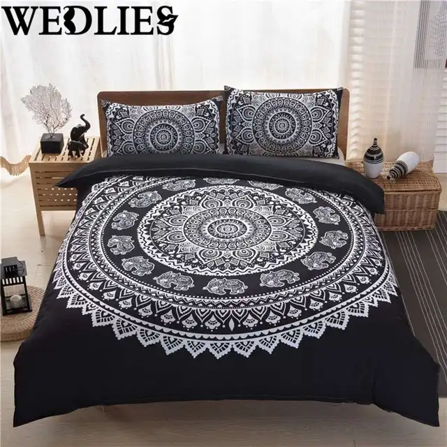 3pcs Set Indian Mandala Bedding Polyester King Size Pillowcases 3pcs Set Indian Mandala Bedding Polyester King Size Pillowcases Quilt Cover Home Bedroom
