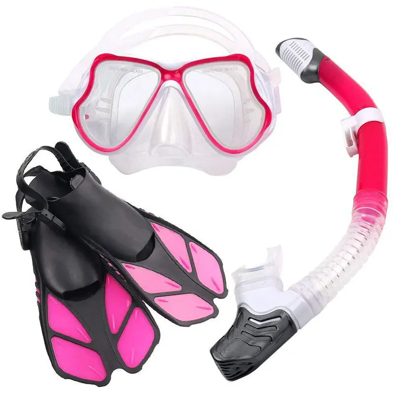 PANO4+ сухой набор для подводного плавания плавники силиконовая юбка панорамный Дайвинг маска сухая трубка для взрослых Силиконовые очки - Цвет: color 01