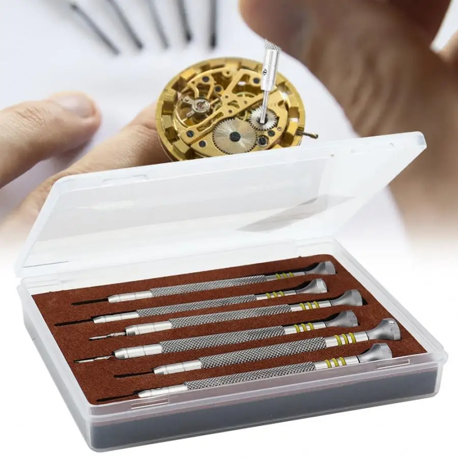 

6Pcs Watch Repairing Tool Slotted Screwdriver for Watchmaker 0.8/1.0/1.2/1.4/1.6/1.8mm Watch Making Repair Tool Accessories