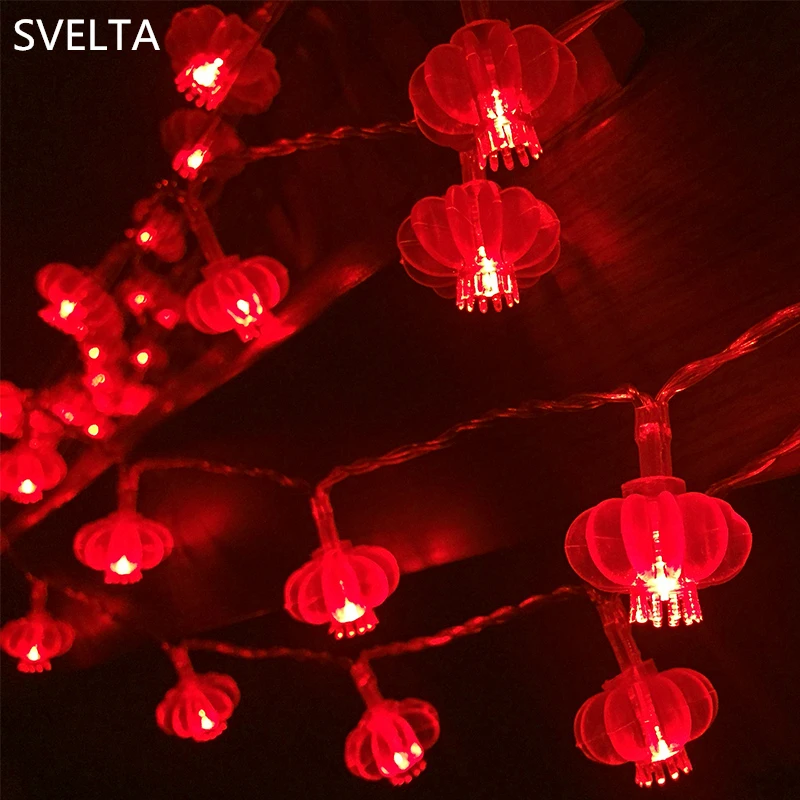 

SVELTA 5M 40 LED Red Lantern String Ligths Battery Chinese New Year Wedding Xmas Christmas Holiday Lighting Decoration Garland