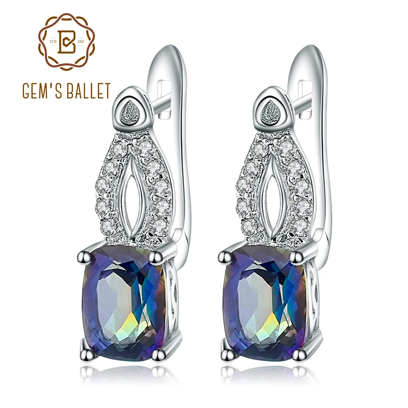 Балетные Кольца Gem's 3.78ct натуральный Мистический Кварц голубой 100% оригинальный