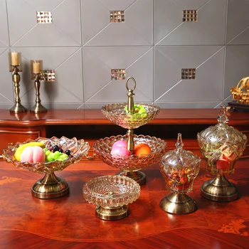 

European and American crystal glass storage jar candy jar Home Furnishing decorative ware decoration fruit storage tank