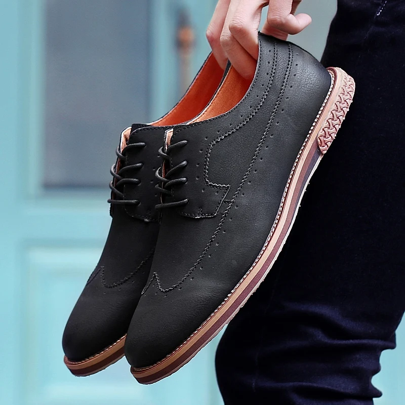 fashion suede leather men shoes elegant male footwear italian office leisure moccasins dress classic brogue oxford shoes for men (26)