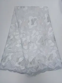 

white African Swiss lace voile fabric cotton 100% without holes suitable for men and women shine high quality stone lace 5yards