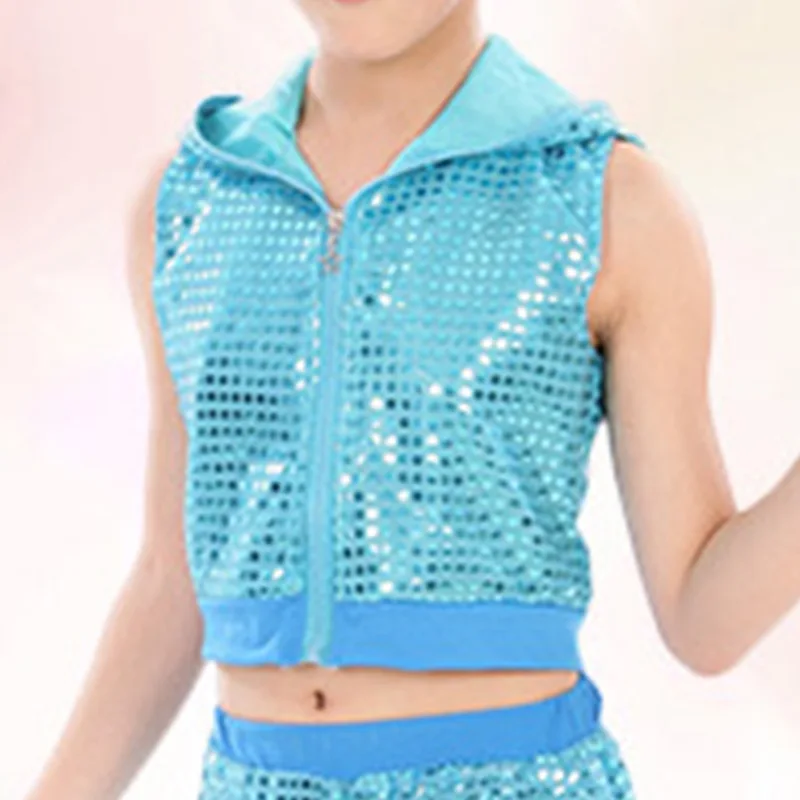 New Jazz Dance Children Performance Costume Sequins Hip Hop Stage Wear Dance Costumes Hooded Jazzy Dance Wear Kids Clothes (5)