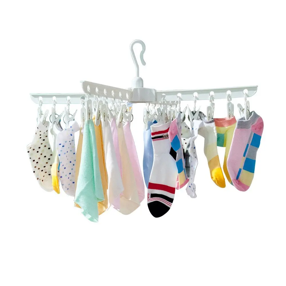 Foldable Cloth Hanger Racks Bathroom Rack Plastic Laundry Drying Hanger Clothespin Household ...