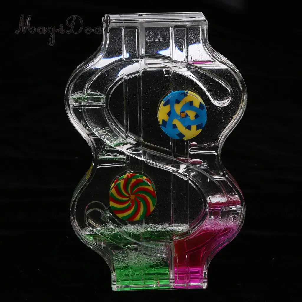MagiDeal S Shape Floating Colored Oil Liquid Motion Visual Hourglass Timer for Home House Club Ornament Children Toy Gift