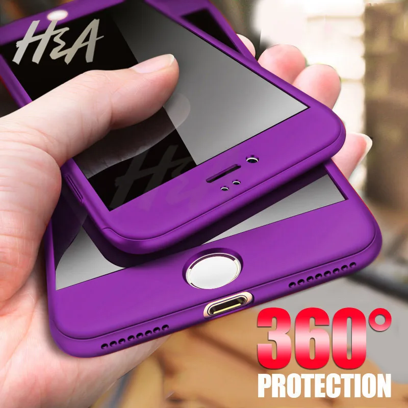 

360 Degree Full Cover Phone Case For iPhone X XR XS Max 10 With Glass Cases Hard PC Shell For iPhone 7 6 6S 8 Plus 5 5S SE Capa