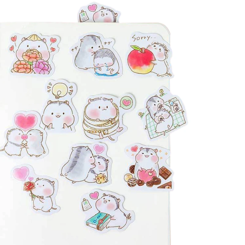 

45pcs/box Cute Hamster Baby Paper Lable Stickers Crafts And Scrapbooking Decorative Sticker DIY Lovely Stationery