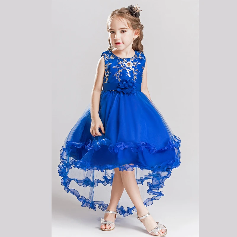 

2018 children's catwalk tail dress large children's flower princess sequin embroidered children's dress
