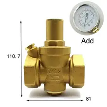 DN32 1-1/" BSPP Женский латунный сброс давления Vavle безопасность Регулируемая средняя ширина тела 81 мм Макс 16 бар с манометром