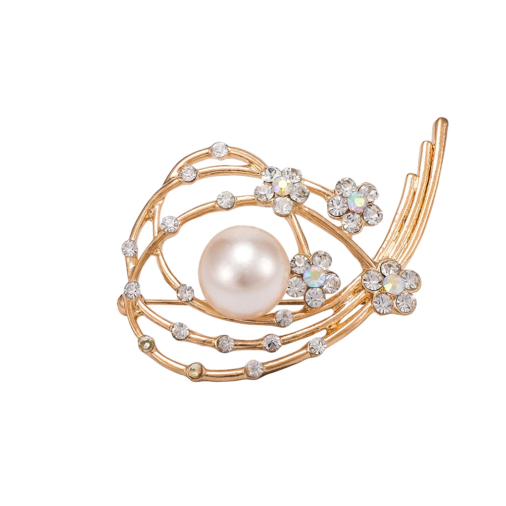 Unique Design Irregular Flower Shape Artificial Pearls Brooch