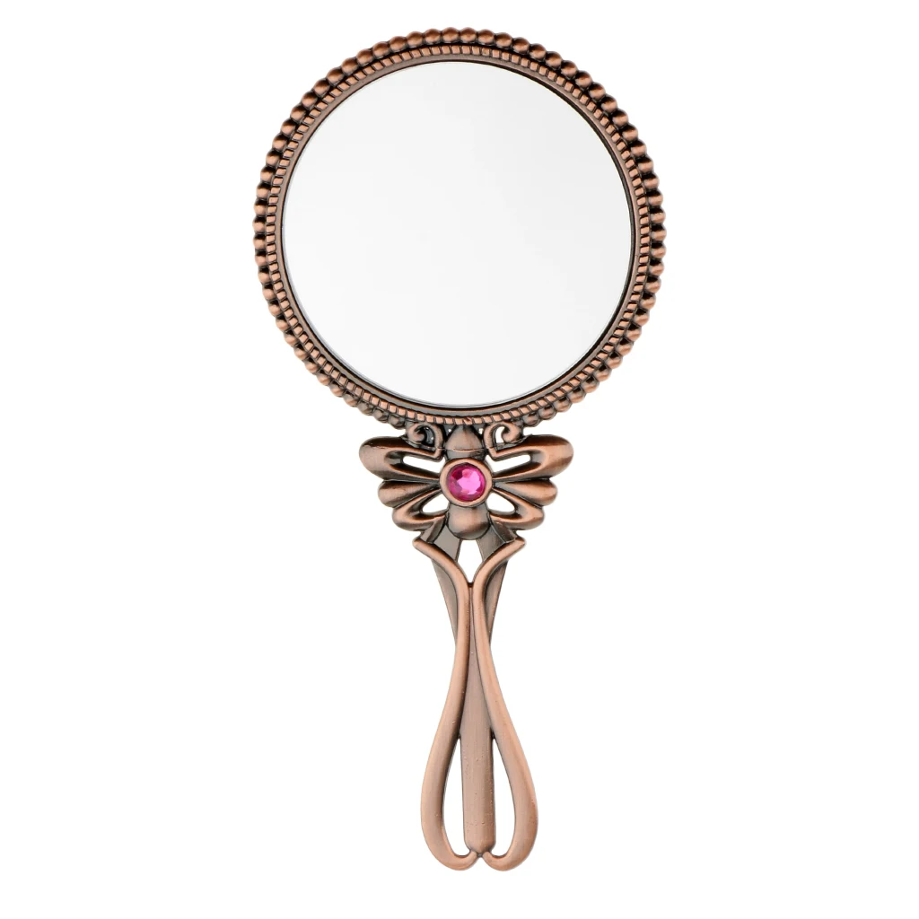 Vintage Handheld Cosmetic Ladies Mirror for Makeup Beauty Retro Magic Makeup Hand Mirror for Travel Makeup Tool