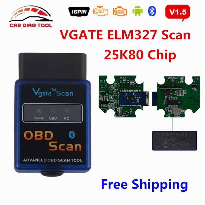Prix pour Date Vgate ELM327 V1.5 Firmware PIC18F25K80 ELM327 Bluetooth OBD2 Automobile Scanner ELM 327 Vgate Scan OBDII Lecteur de Code Prix pour Date Vgate ELM327 V1.5 Firmware PIC18F25K80 ELM327 Bluetooth OBD2 Automobile Scanner ELM 327 Vgate Scan OBDII Lecteur de Code