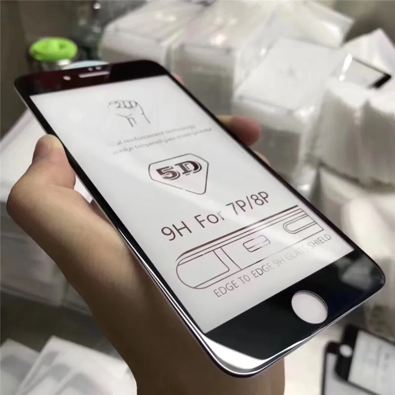 Закаленное стекло 5D с полным покрытием для iPhone 7 8 6 6sp 10 шт./лот Защита экрана X XS XR MAX