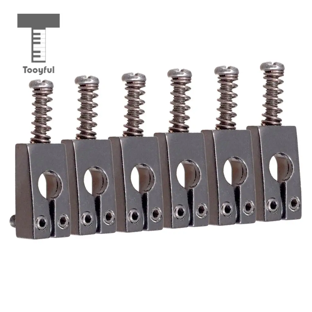 Tooyful 6pcs Guitar Rollers Saddle Bridge String Saddles for Electric Guitar -Black