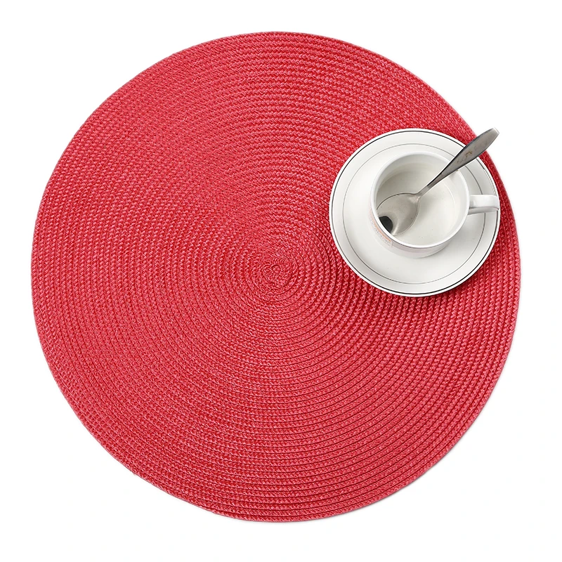 4 Pcs/lot round weave Placemat fashion PP dining table mat disc pads bowl pad coasters waterproof table cloth pad 38cm diameter