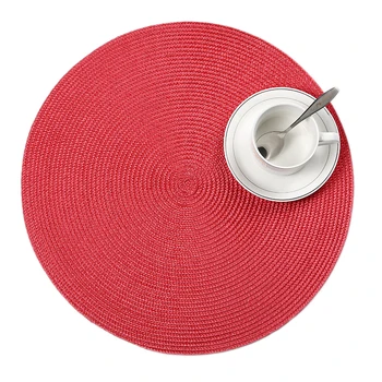 

4 Pcs/lot round weave Placemat fashion PP dining table mat disc pads bowl pad coasters waterproof table cloth pad 38cm diameter