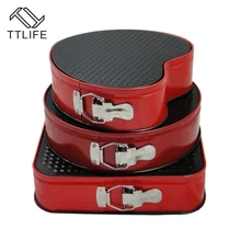 TTLIFE 3 teile/satz Platz Runden Herz-förmigen Kuchenform Metall Antihaft Untere Schnalle Metall Schokolade Brot Mousse Backen versorgung